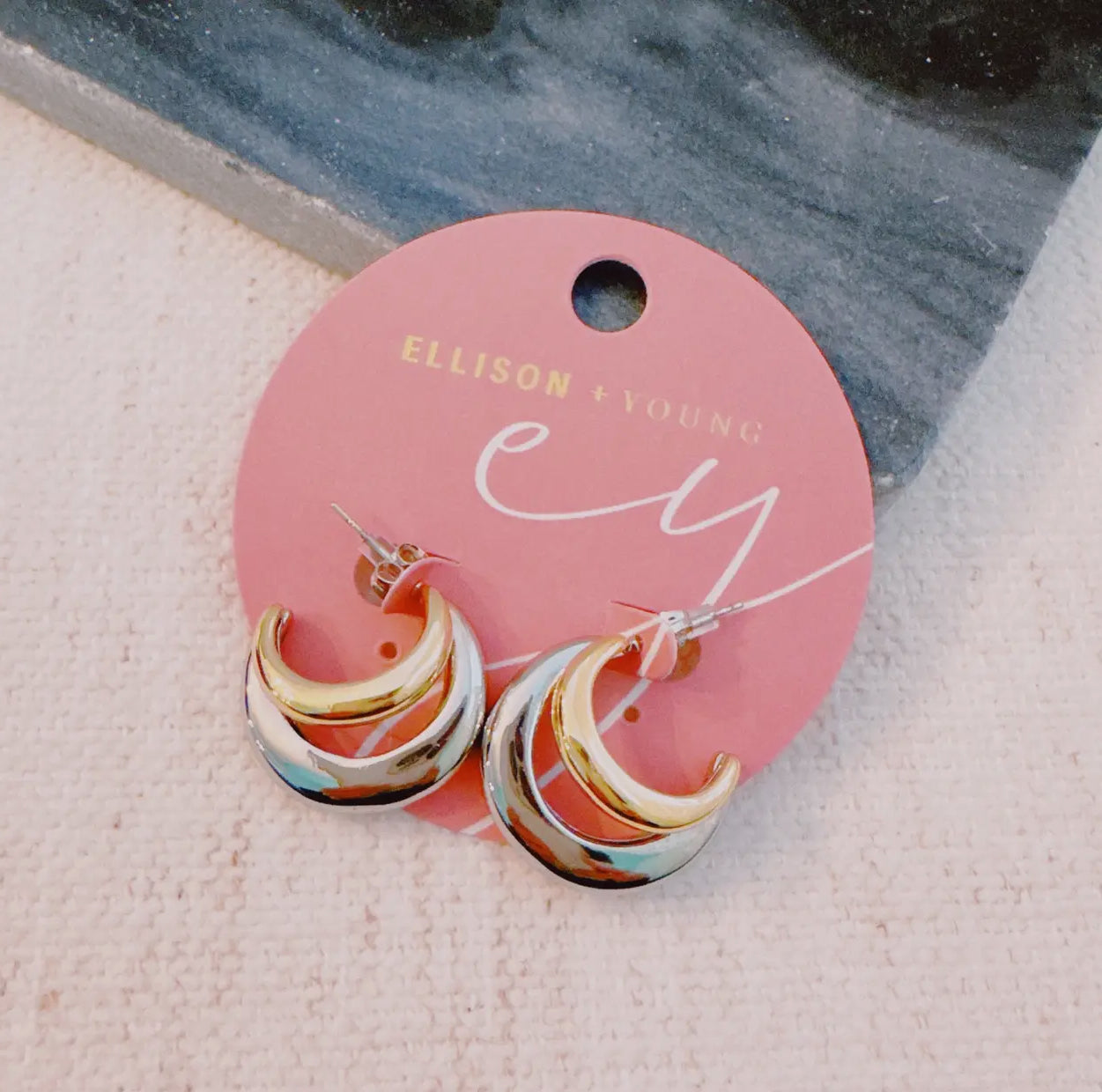 Small Two Toned Hoop Earrings