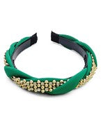 Green Crystal and Metal Ball Beaded Headband