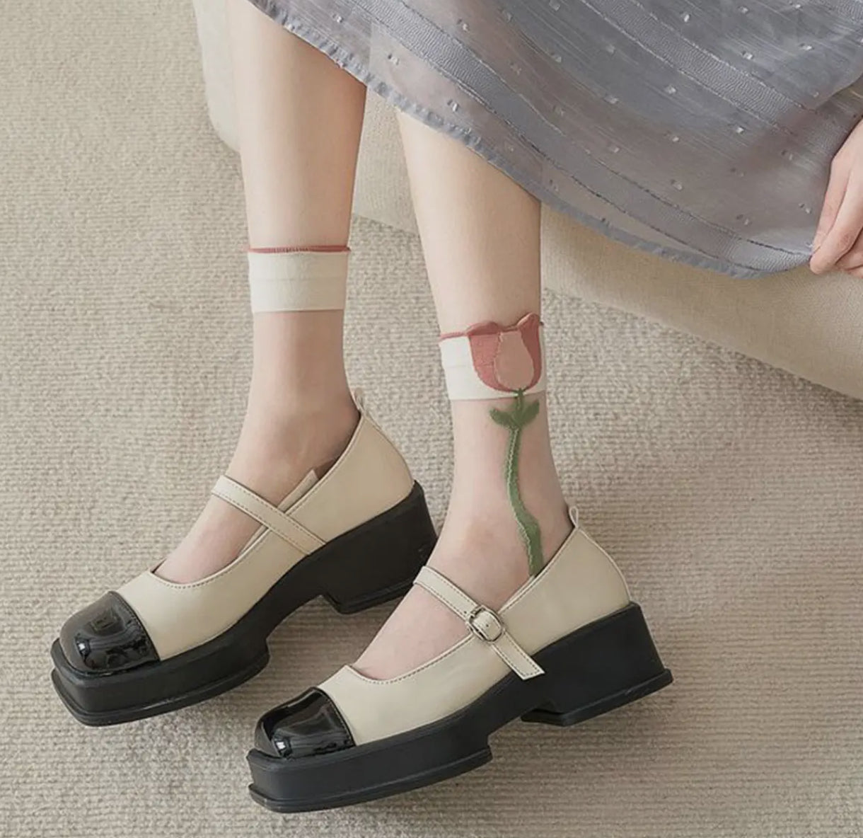 Floral Sheer Socks