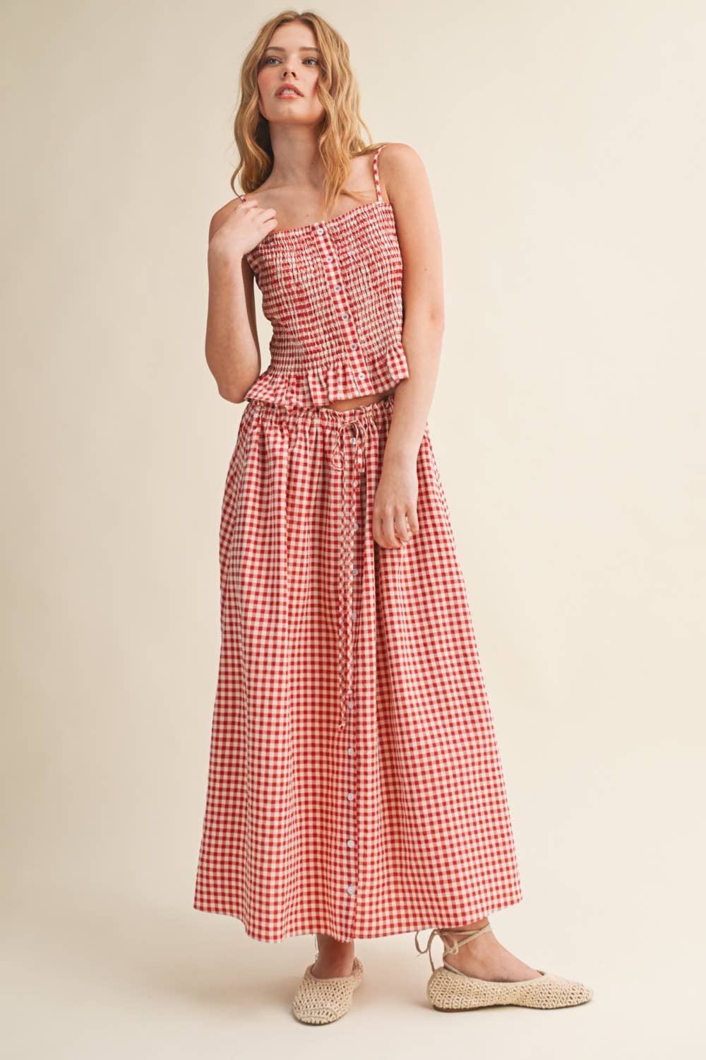 GINGHAM BUTTON SMOCKING SET