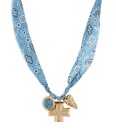Bold Cross Charm Scarf Necklace