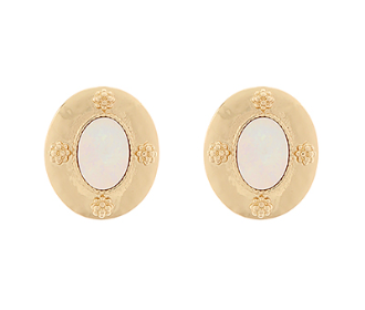 Mother of Pearl Oval Textured Earring
