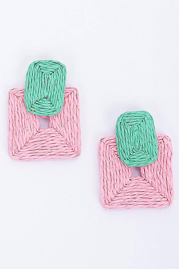 Geo pink Green Earring