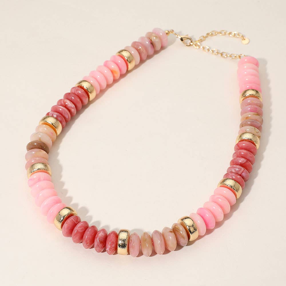 Chunky Resin Disc Beaded Necklace