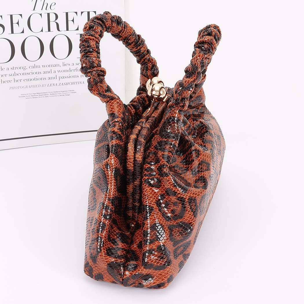 Faux Leather Metal Frame Bag