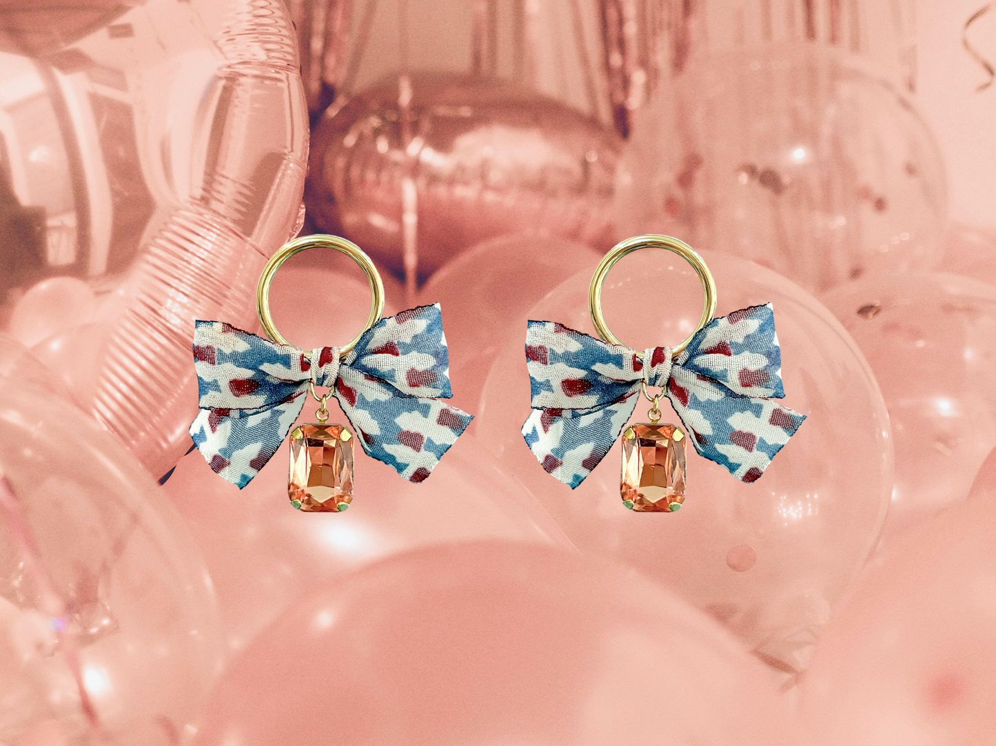 Bow Glass Stone Earrings