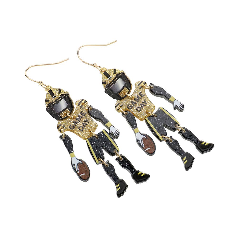 Resin GAME DAY Football Player Dangle Earrings