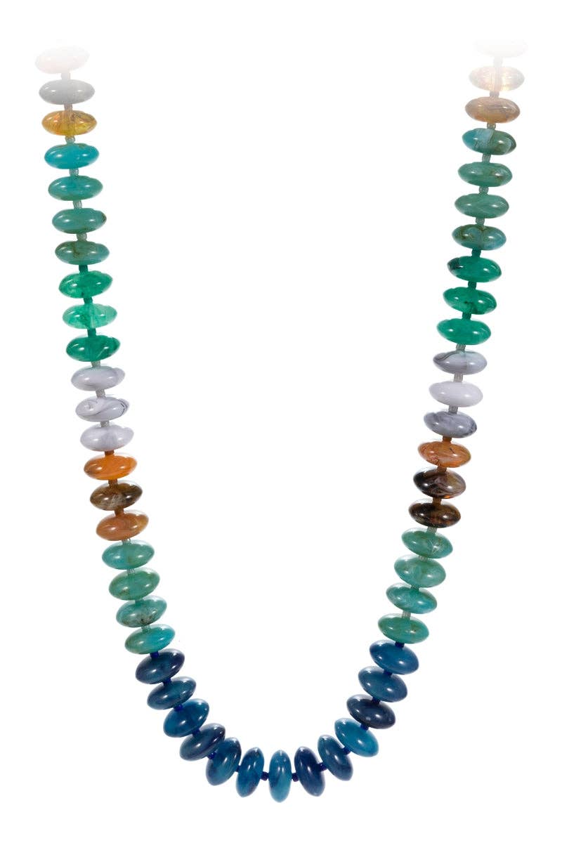 Oval Disk Resin Beads Ombre Mixed Short Necklace