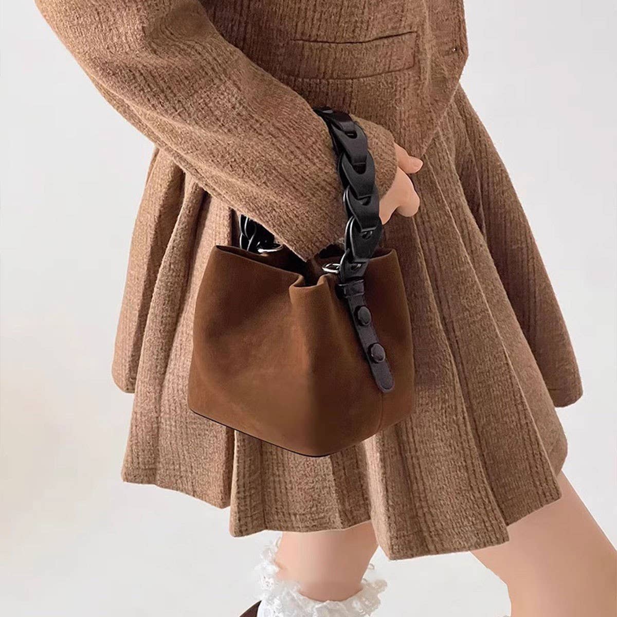 WOVEN VINTAGE DEERSKIN BAG SHOULDER CROSSBODY BAG_