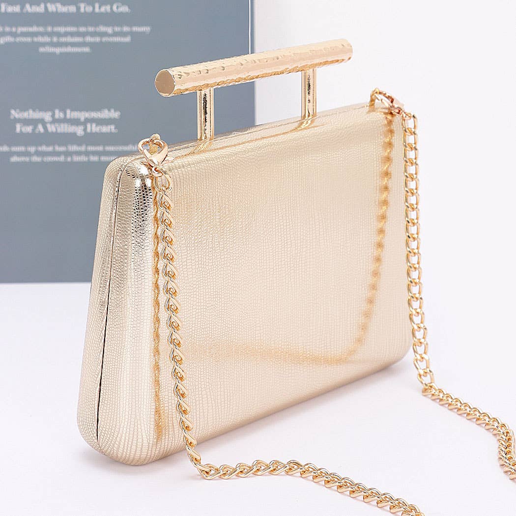 Metal Handle Top Case Clutch