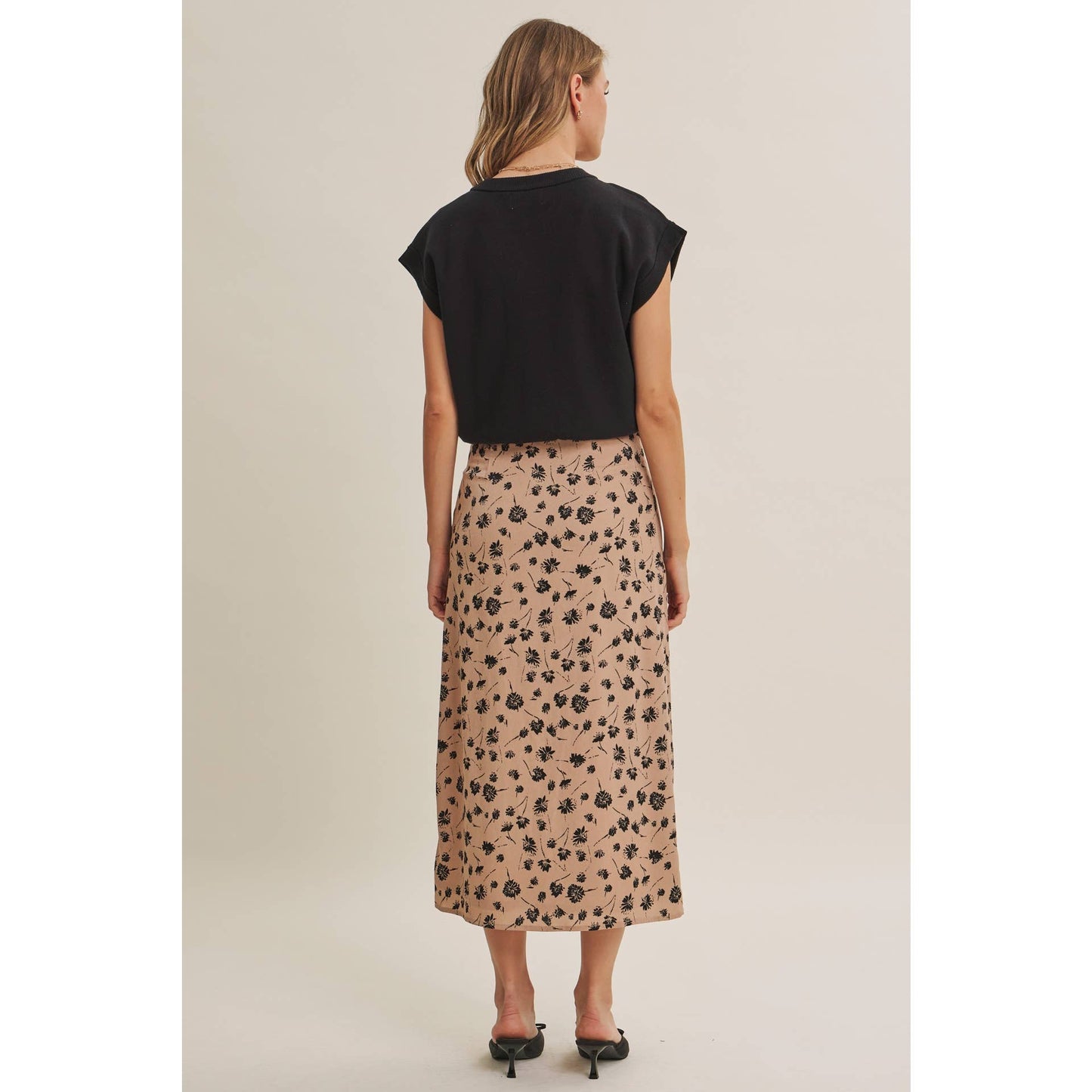 PARIS FLORAL LACE MIDI SLIP SKIRT