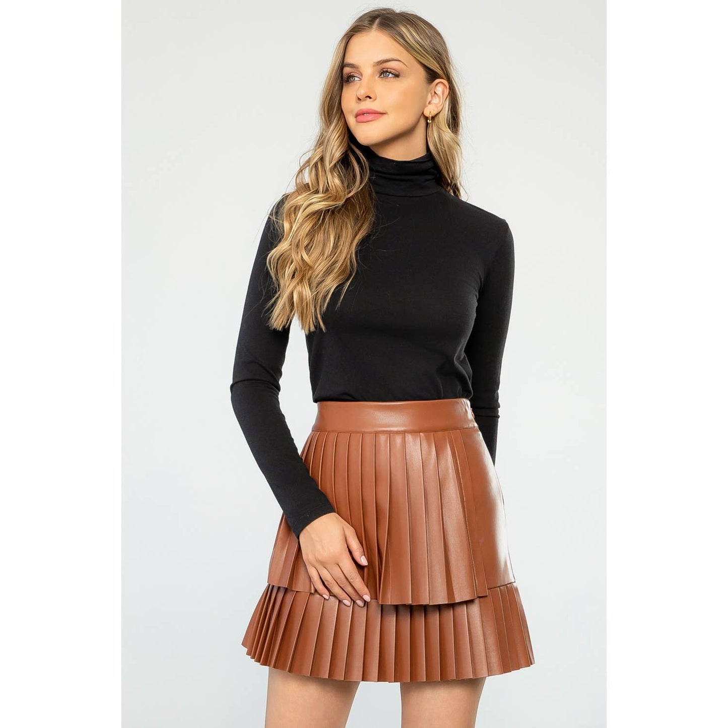 Leather Pleated Skirt