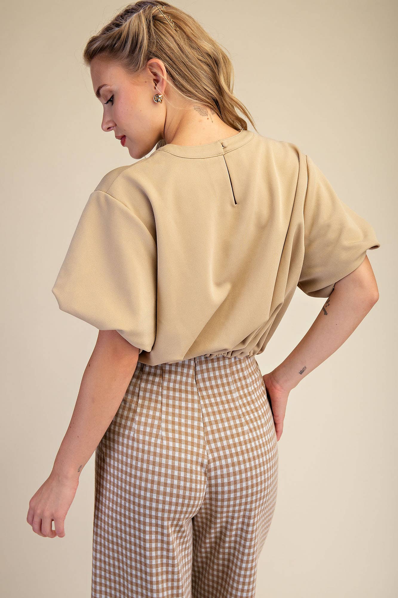 Bubble Sleeve and Hem Crop