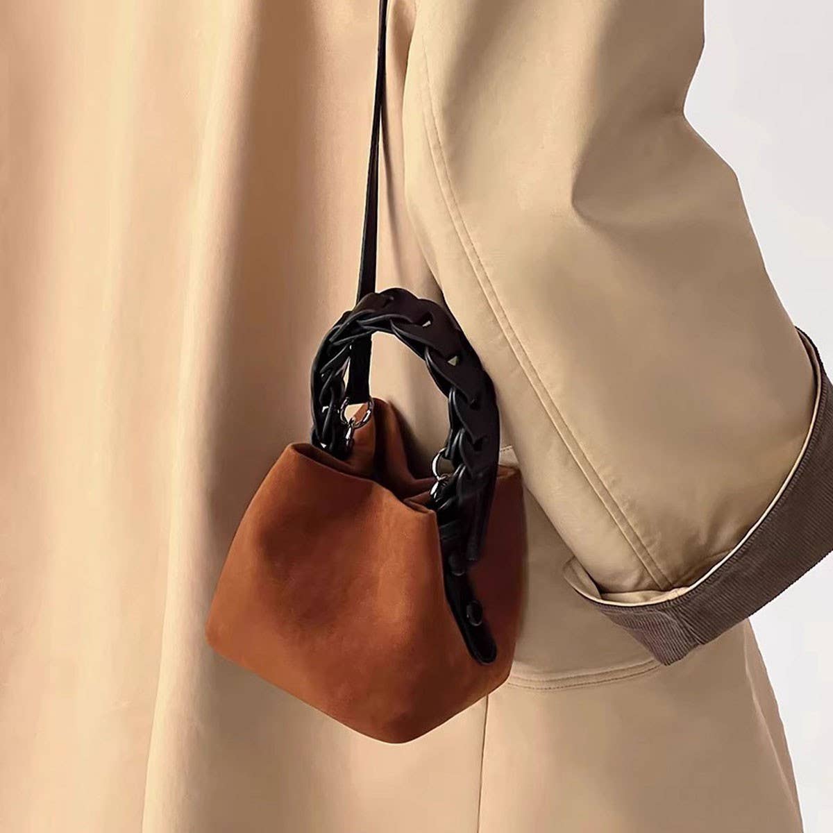 WOVEN VINTAGE DEERSKIN BAG SHOULDER CROSSBODY BAG_