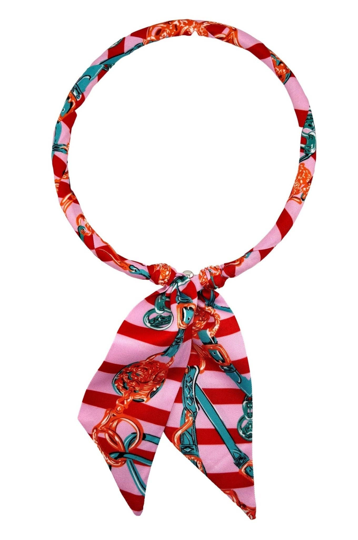 Equestrian Print Scarf Necklace