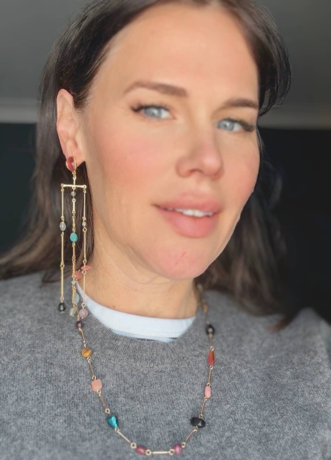 Serenity Fringe Earring- Genuine Gemstone and 14K gold