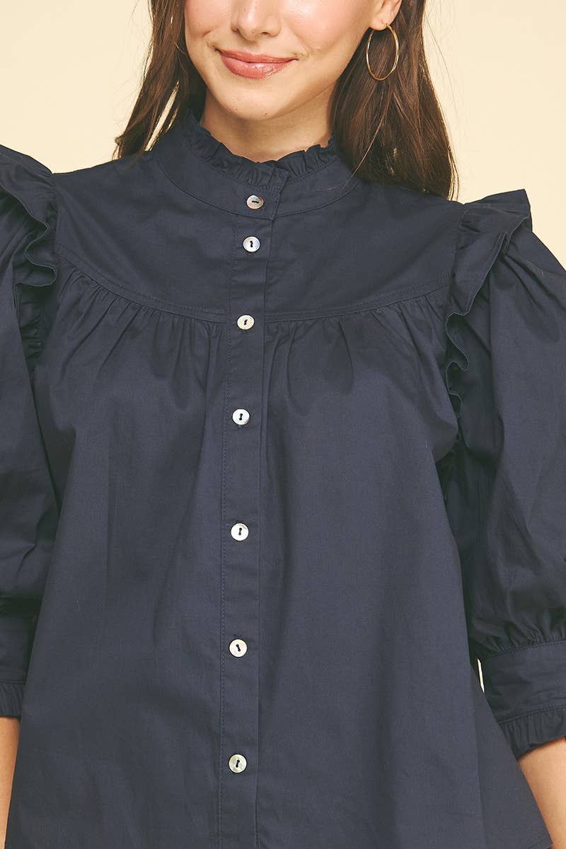 Ruffled BUTTON DOWN BLOUSE