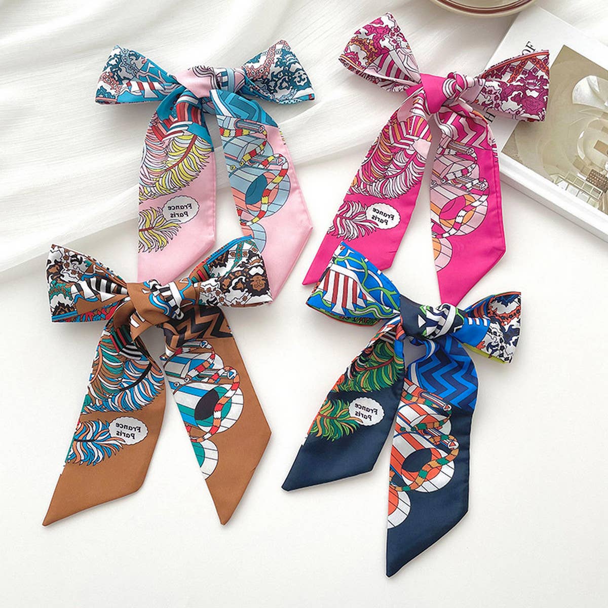 RETRO LONG TIE BAG HANDLE RIBBON SCARCF