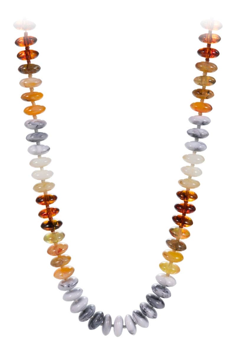 Oval Disk Resin Beads Ombre Mixed Short Necklace
