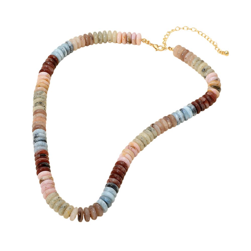 Flat Resin Disc Beaded Necklace