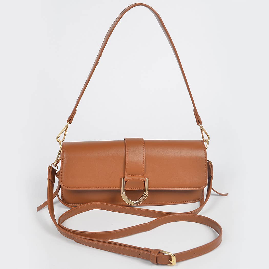 Faux Leather Rectangle Shape Shoulder Bag