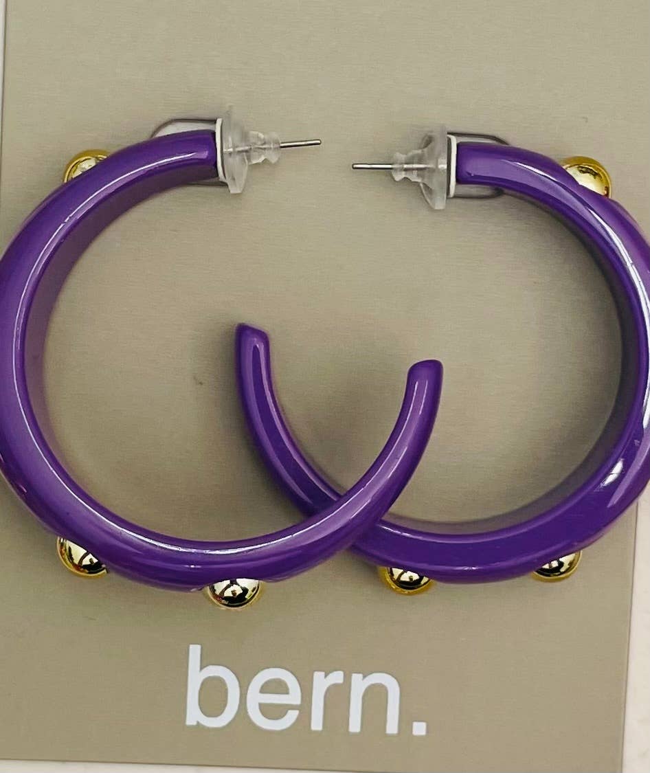 Acrylic Purple studded Hoop