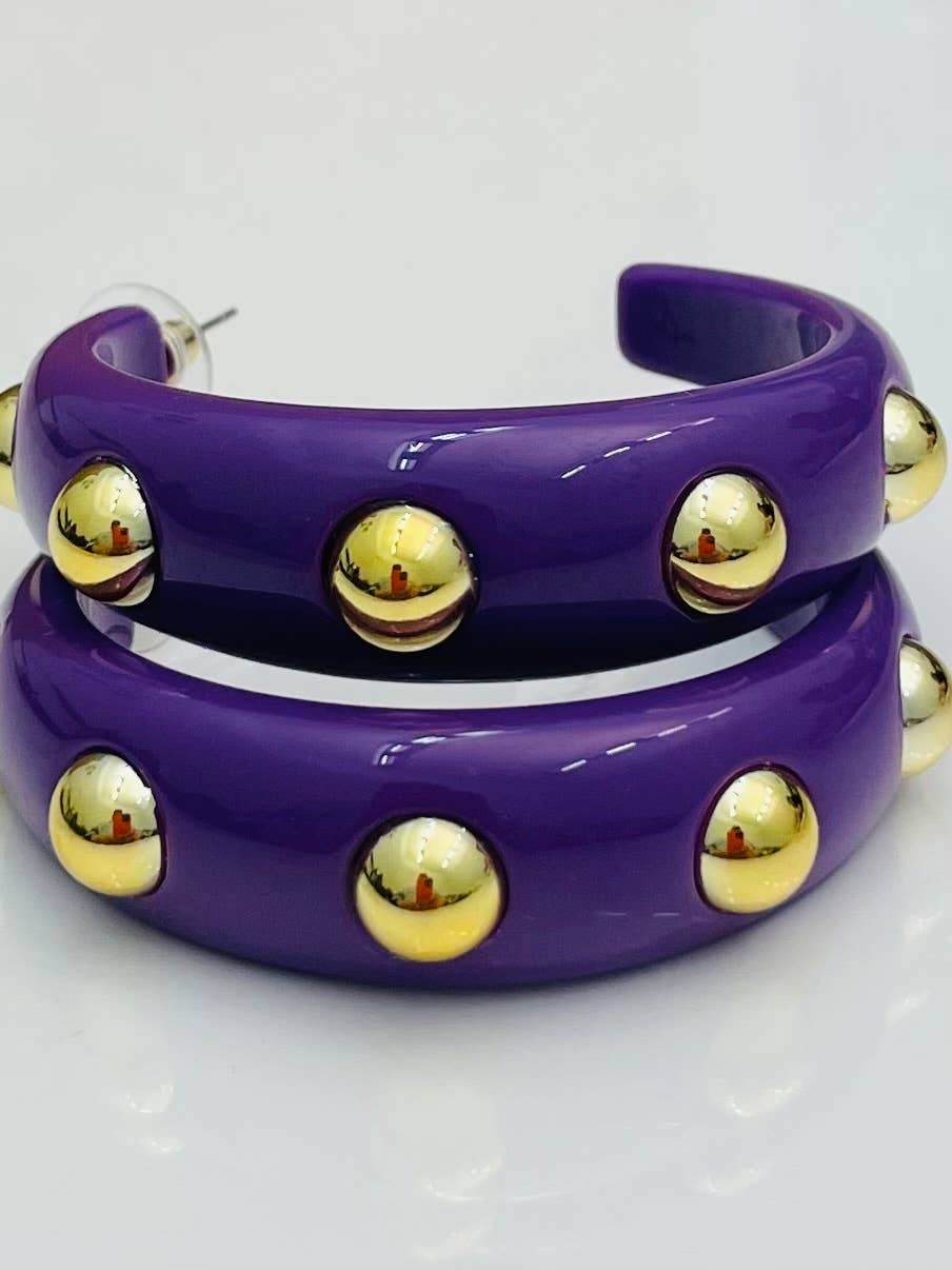 Acrylic Purple studded Hoop