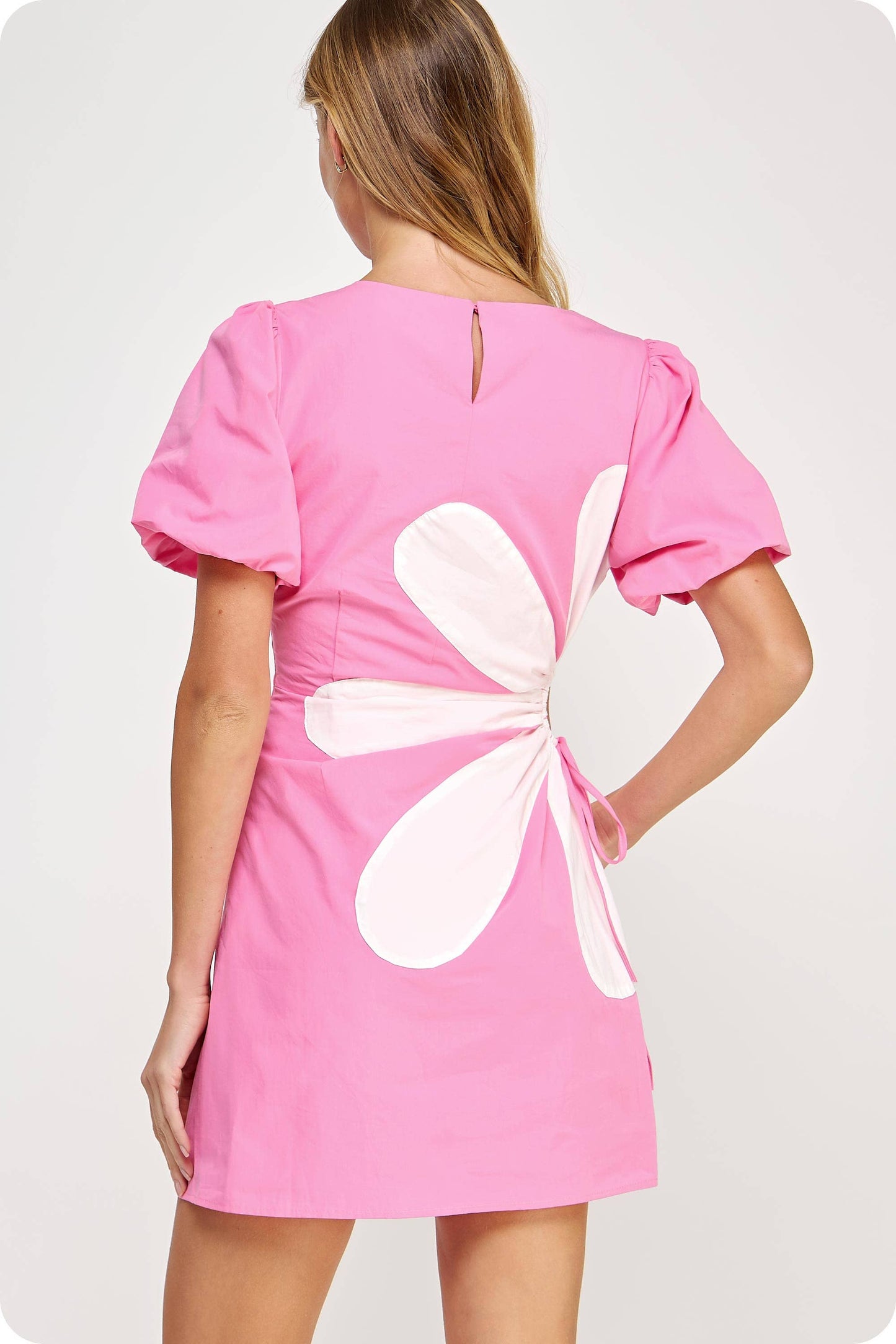Side Cut-Out Flower Detail Mini Dress