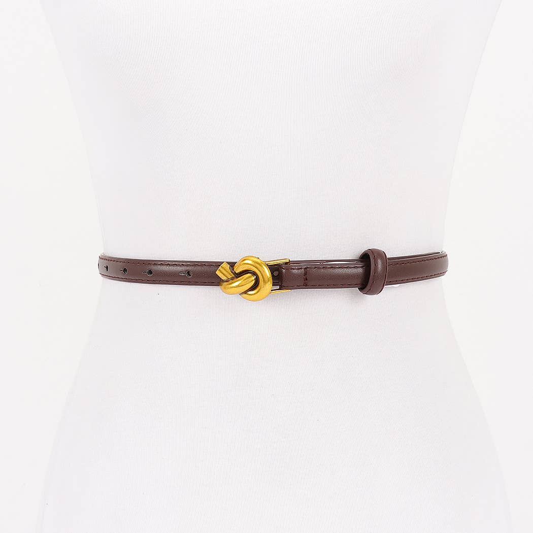 Metal Buckle Faux Leather Belt