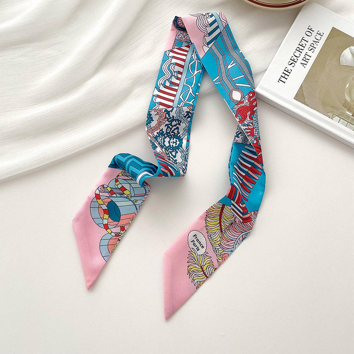 RETRO LONG TIE BAG HANDLE RIBBON SCARCF