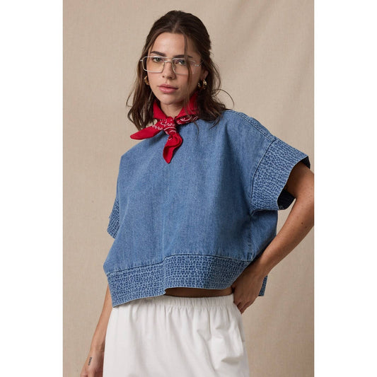 COTTON DENIM BOXY TOP