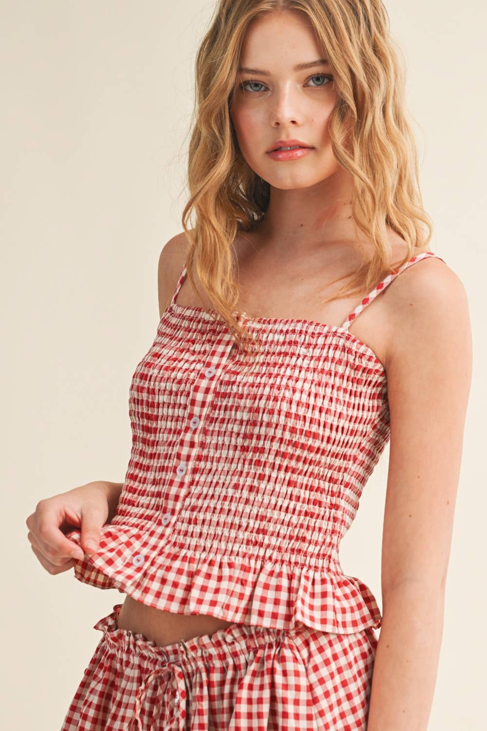 GINGHAM BUTTON SMOCKING SET