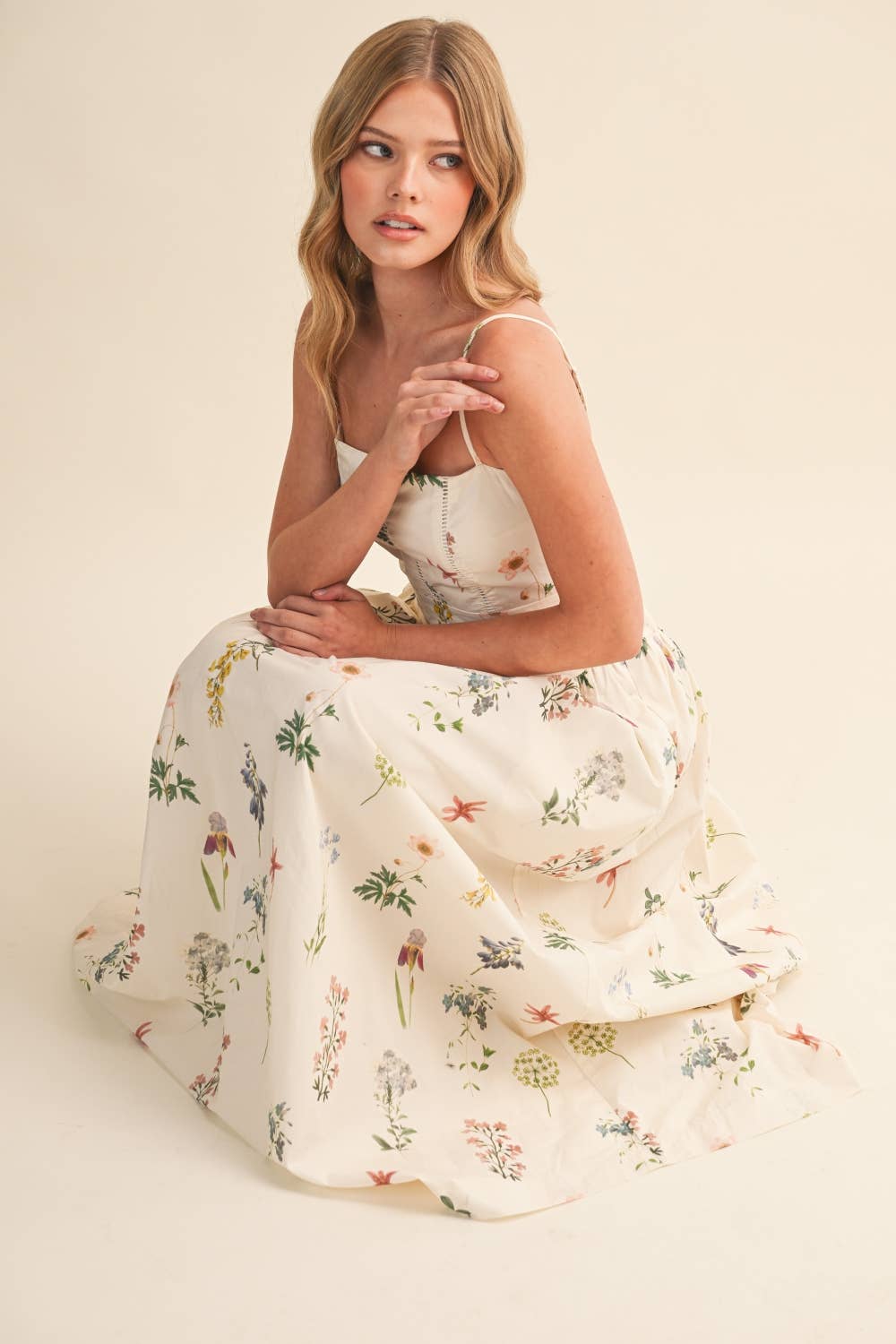 FLORAL PRINTED DROP WAIST MAXI