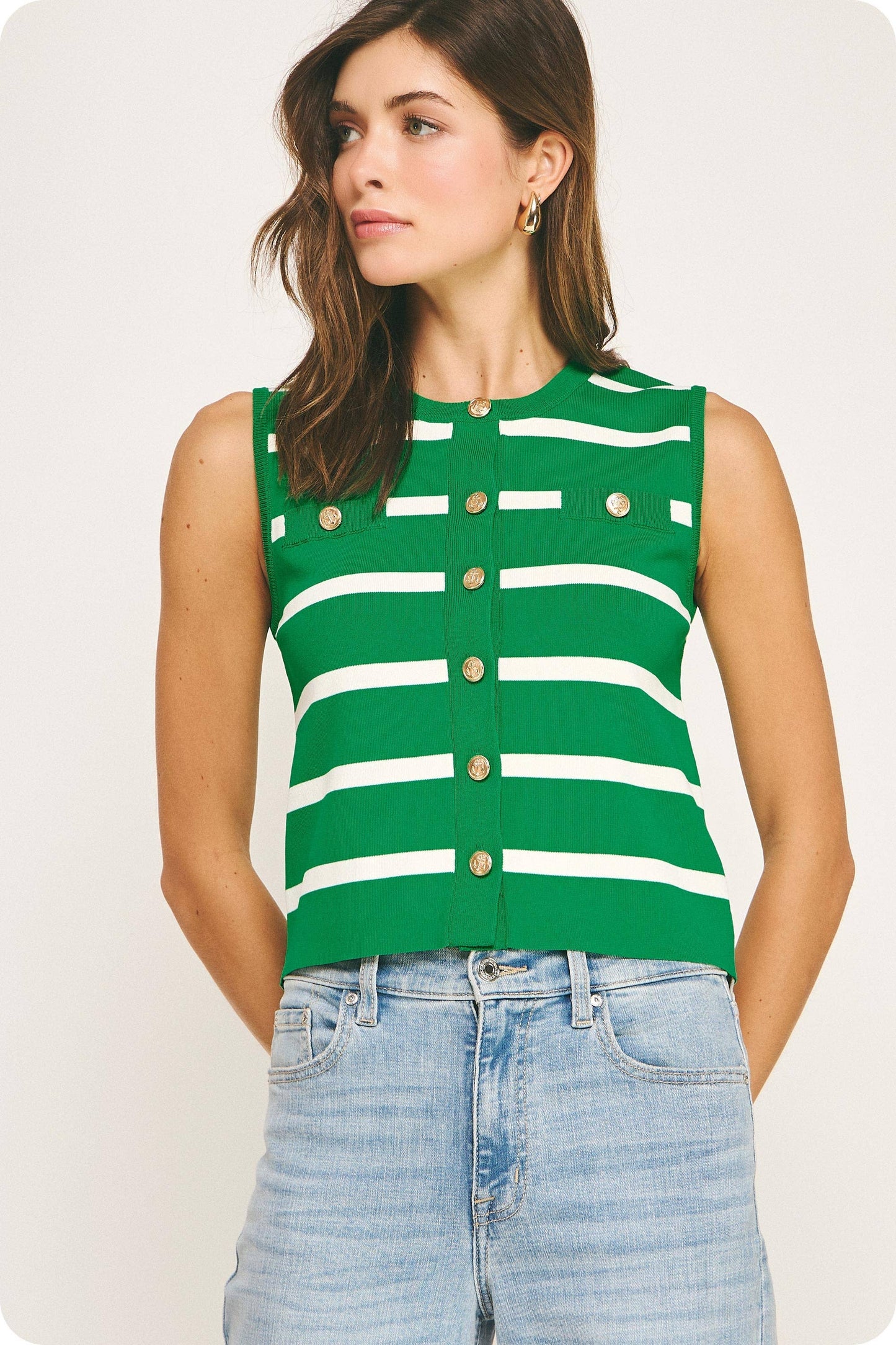 Striped Sleeveless Knit Top