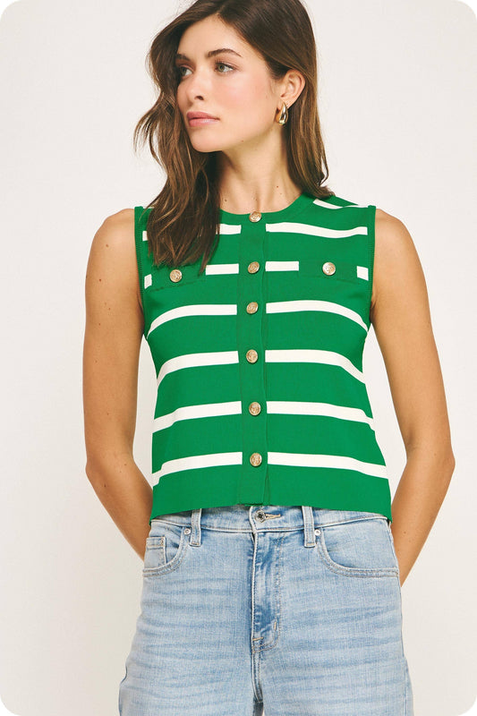 Striped Sleeveless Knit Top