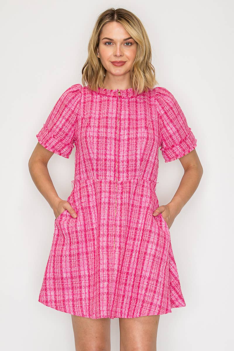 Pretty Pink Checker Mini Dress