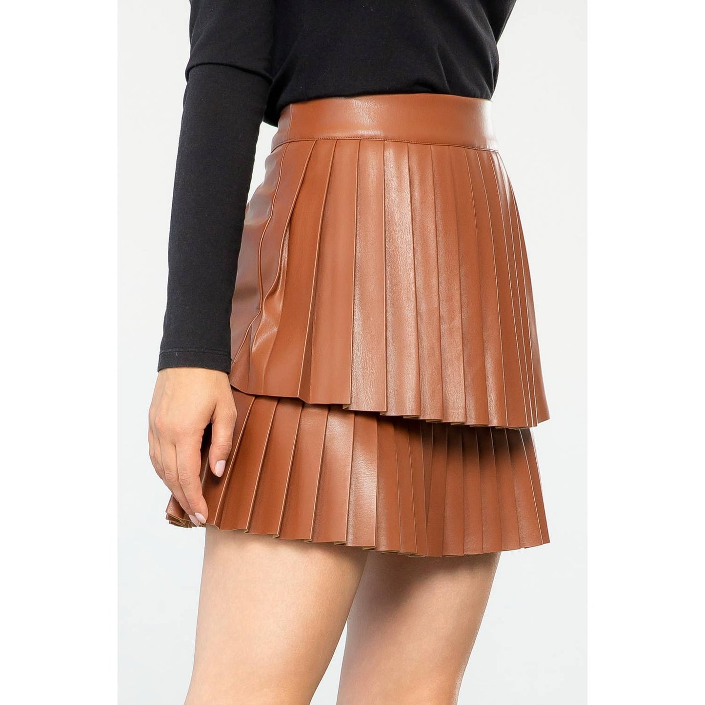 Leather Pleated Skirt