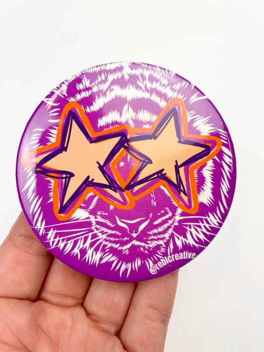 All Star - Tiger - Purple & Orange - Game Day Button
