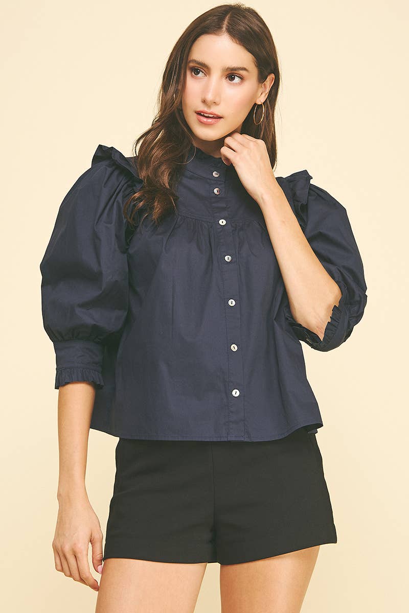 Ruffled BUTTON DOWN BLOUSE