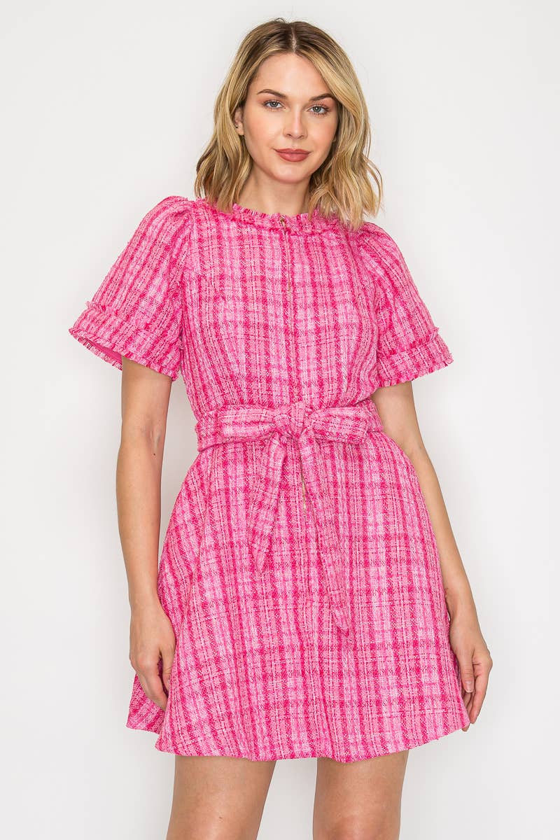 Pretty Pink Checker Mini Dress