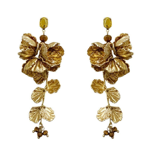 Flower Cluster Pearl Dangle Earring