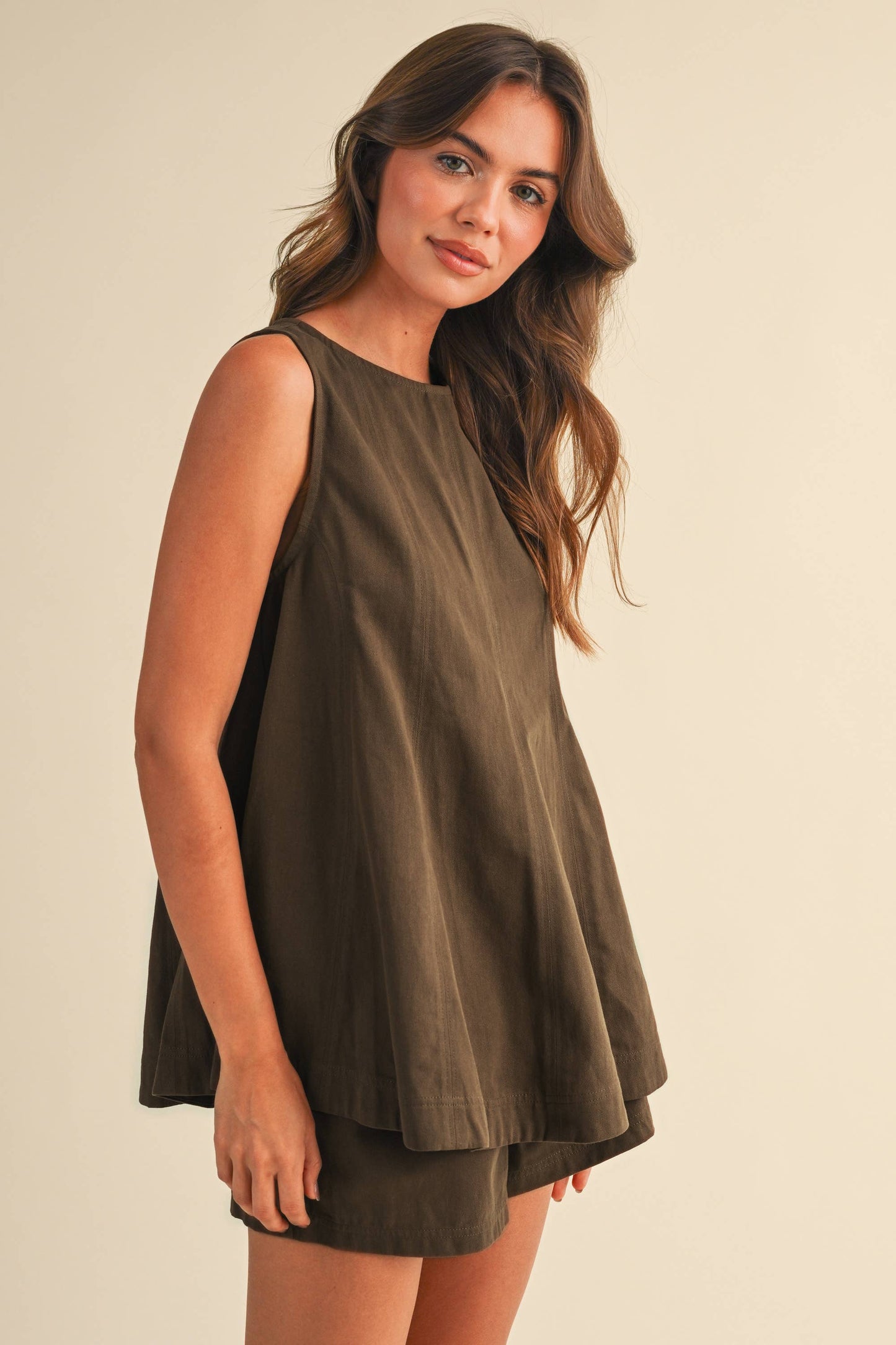 TWILL SLEEVELESS SET