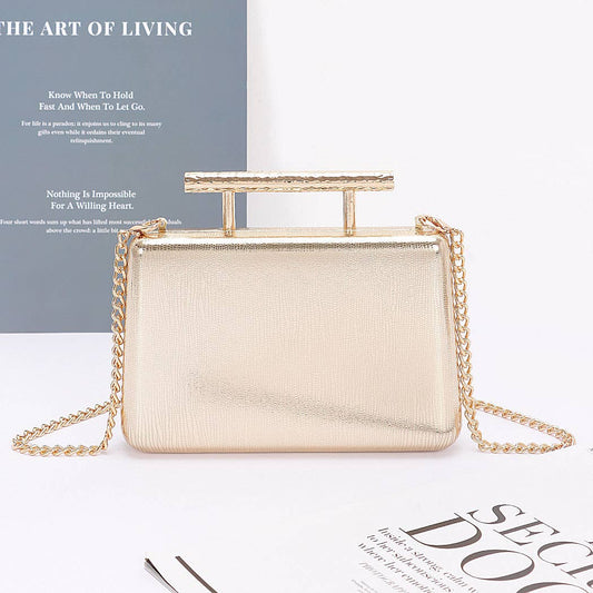 Metal Handle Top Case Clutch