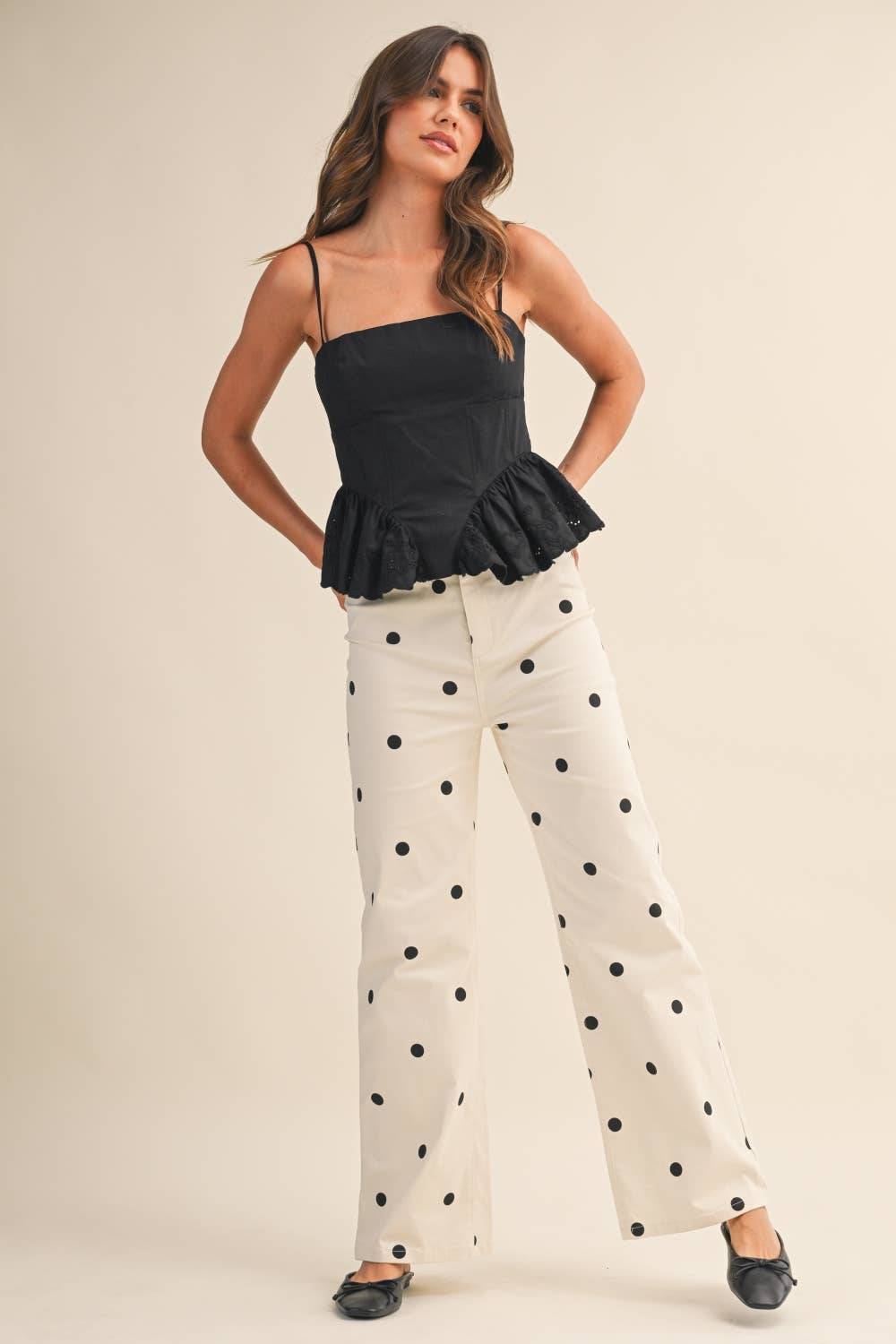 POLKADOT DENIM PANTS