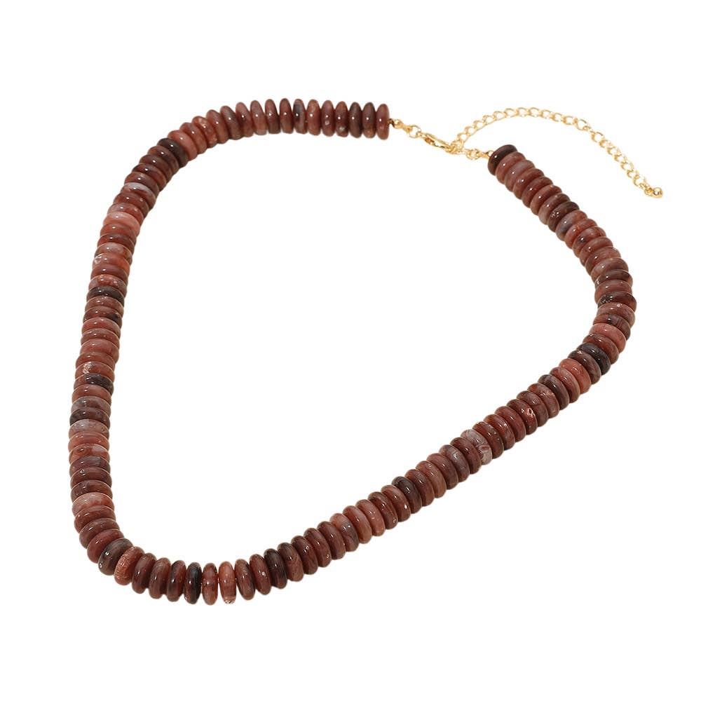 Flat Resin Disc Beaded Necklace