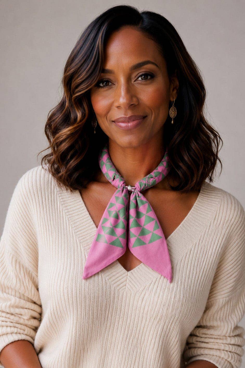 Geometric Print Scarf Necklace