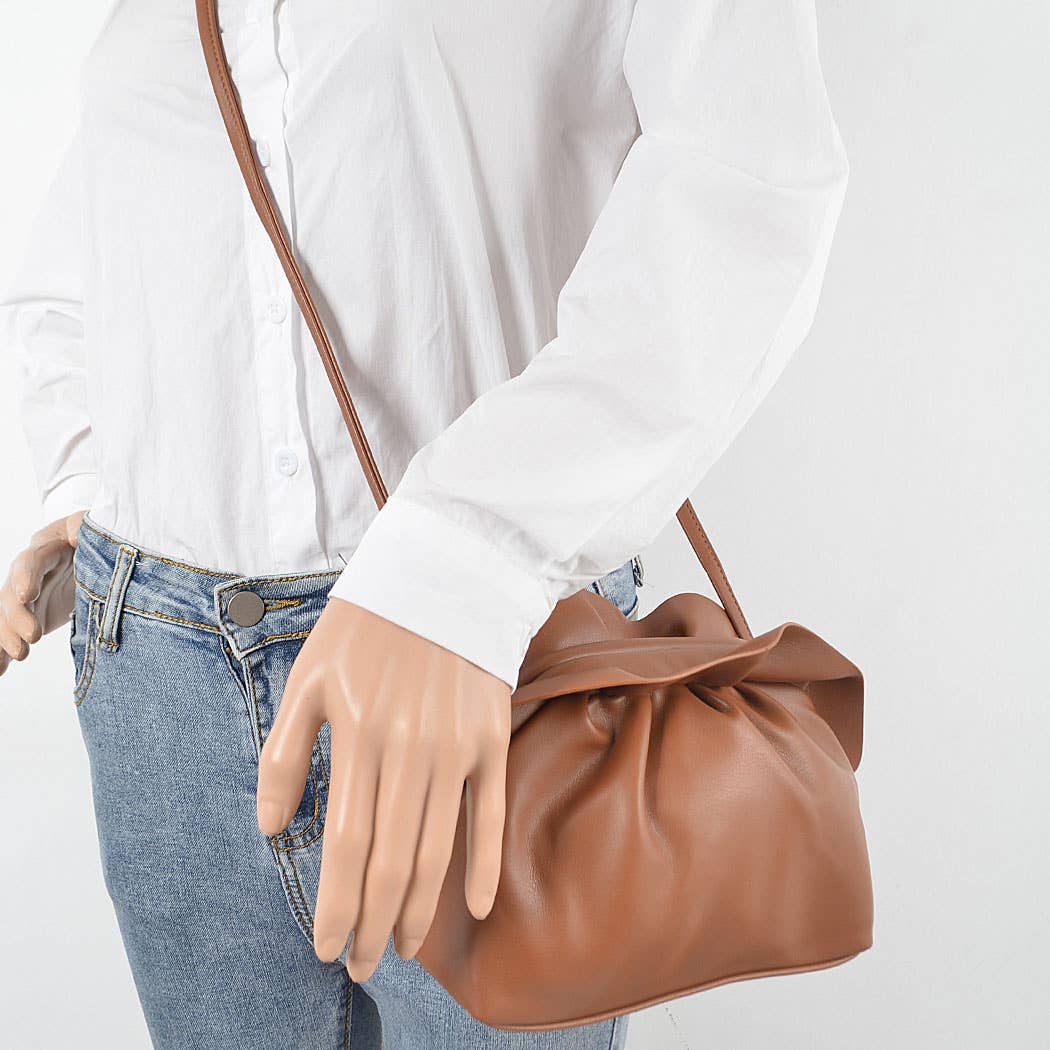 FAUX LEATHER BOW CROSSBODY BAG