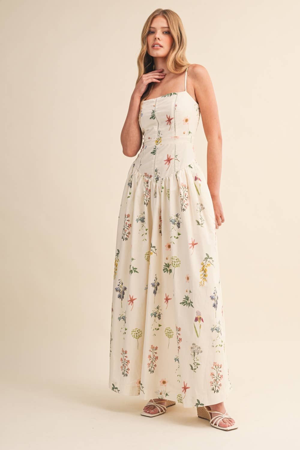 FLORAL PRINTED DROP WAIST MAXI