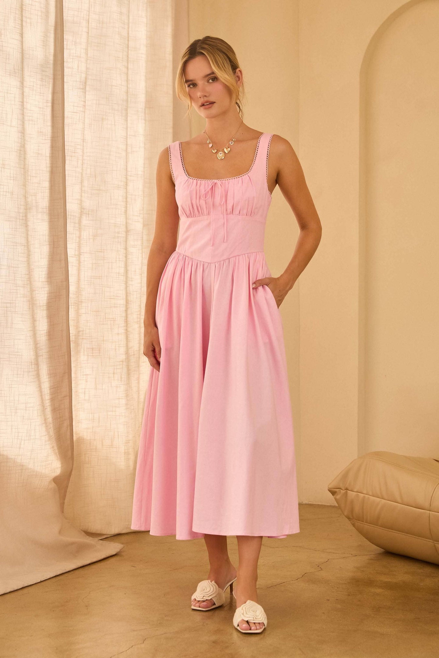 Princess-Waist Midi Dress