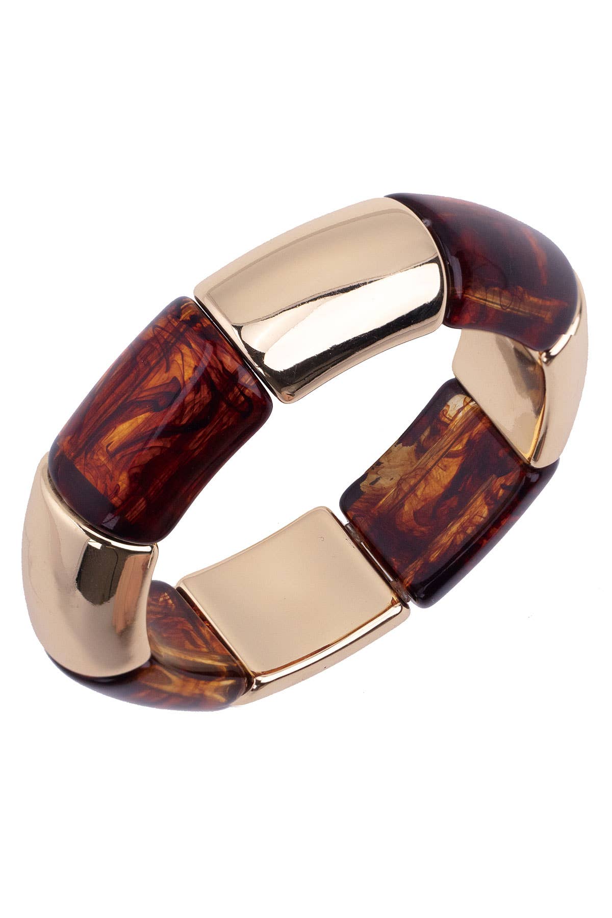 Jasmine Resin Stretch Bracelet in Tortoise